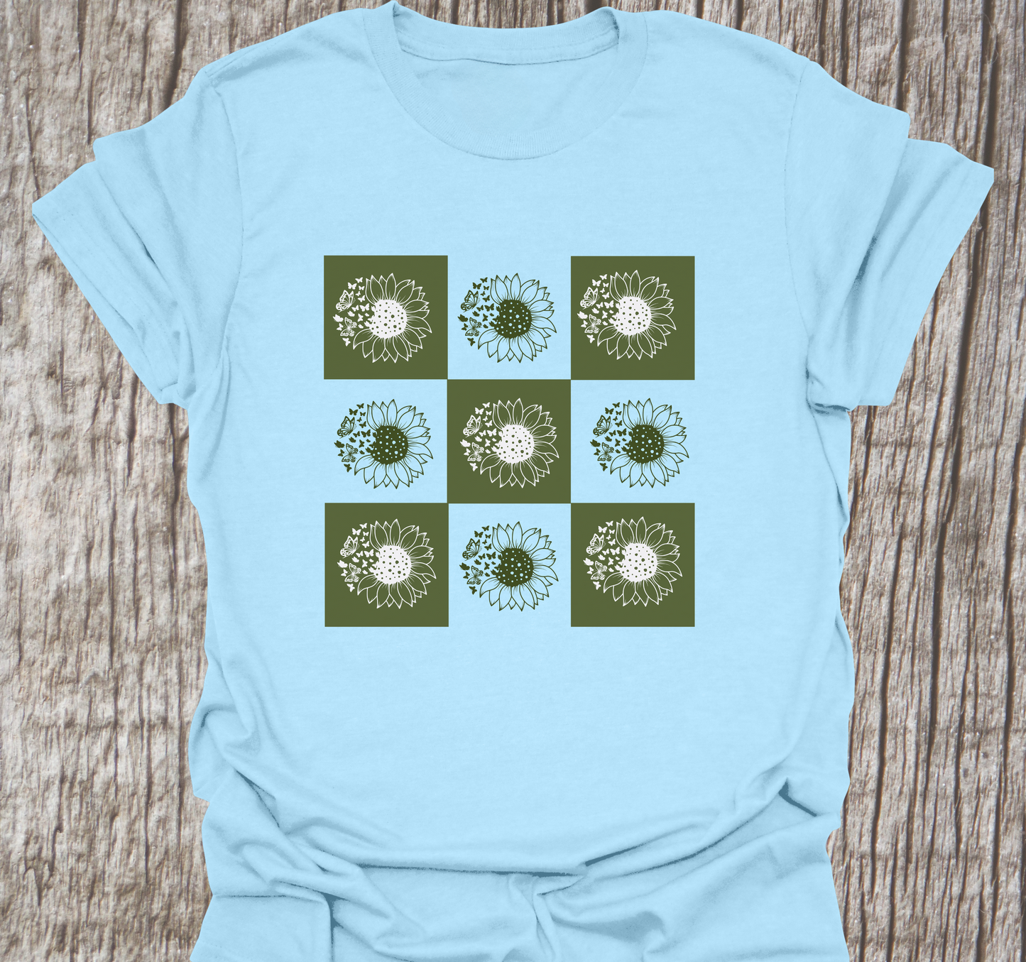 Dandelion and Butterfly Grid Design T-shirt