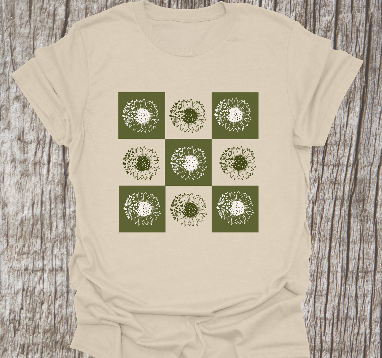 Dandelion and Butterfly Grid Design T-shirt