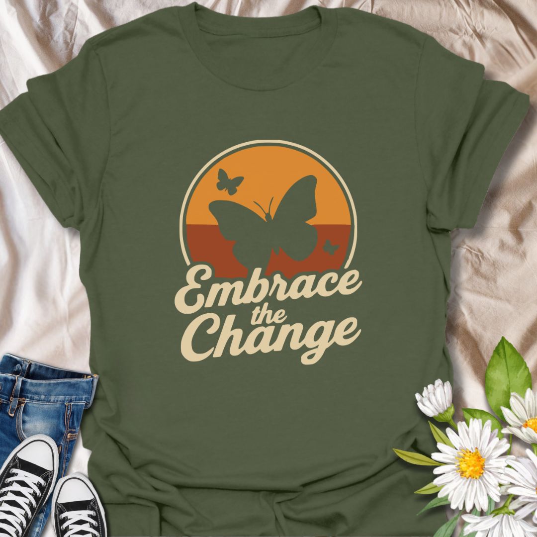 Celebrate growth, resilience, and transformation with this inspiring "Embrace the Change" butterfly t-shirt. Featuring a bold retro-style butterfly silhouette with uplifting typography, this motivational design is perfect for anyone on a journey of self-improvement, healing, or personal transformation. A thoughtful gift for life coaches, therapists, teachers, students, or free spirits who embrace change with courage and grace.