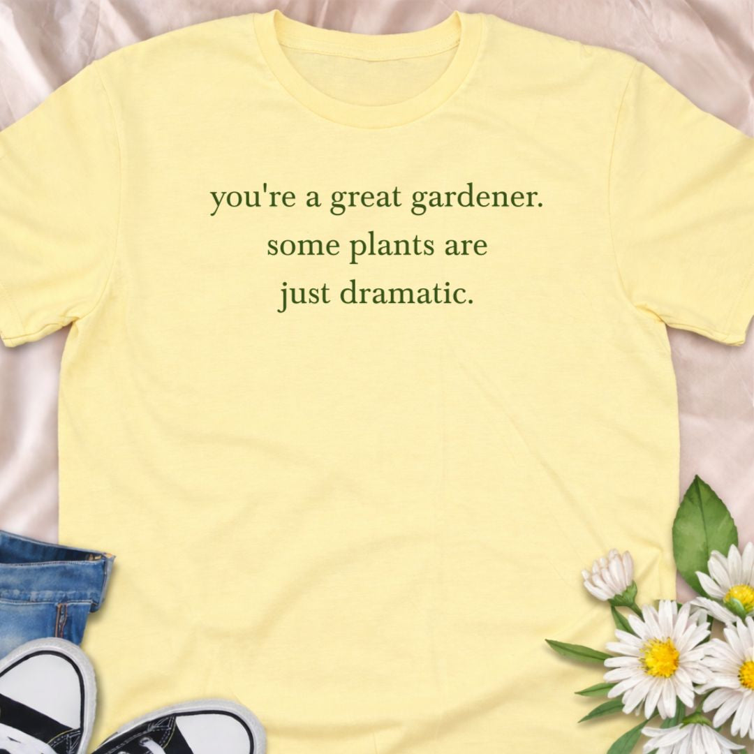 A relatable plant humor t-shirt reminding every plant lover that sometimes it’s not you — it’s the plants. Perfect for gardeners, houseplant parents, and anyone who knows dramatic plants are part of the journey. A fun, minimalist botanical tee and a great gift for plant moms, plant dads, and indoor gardeners.