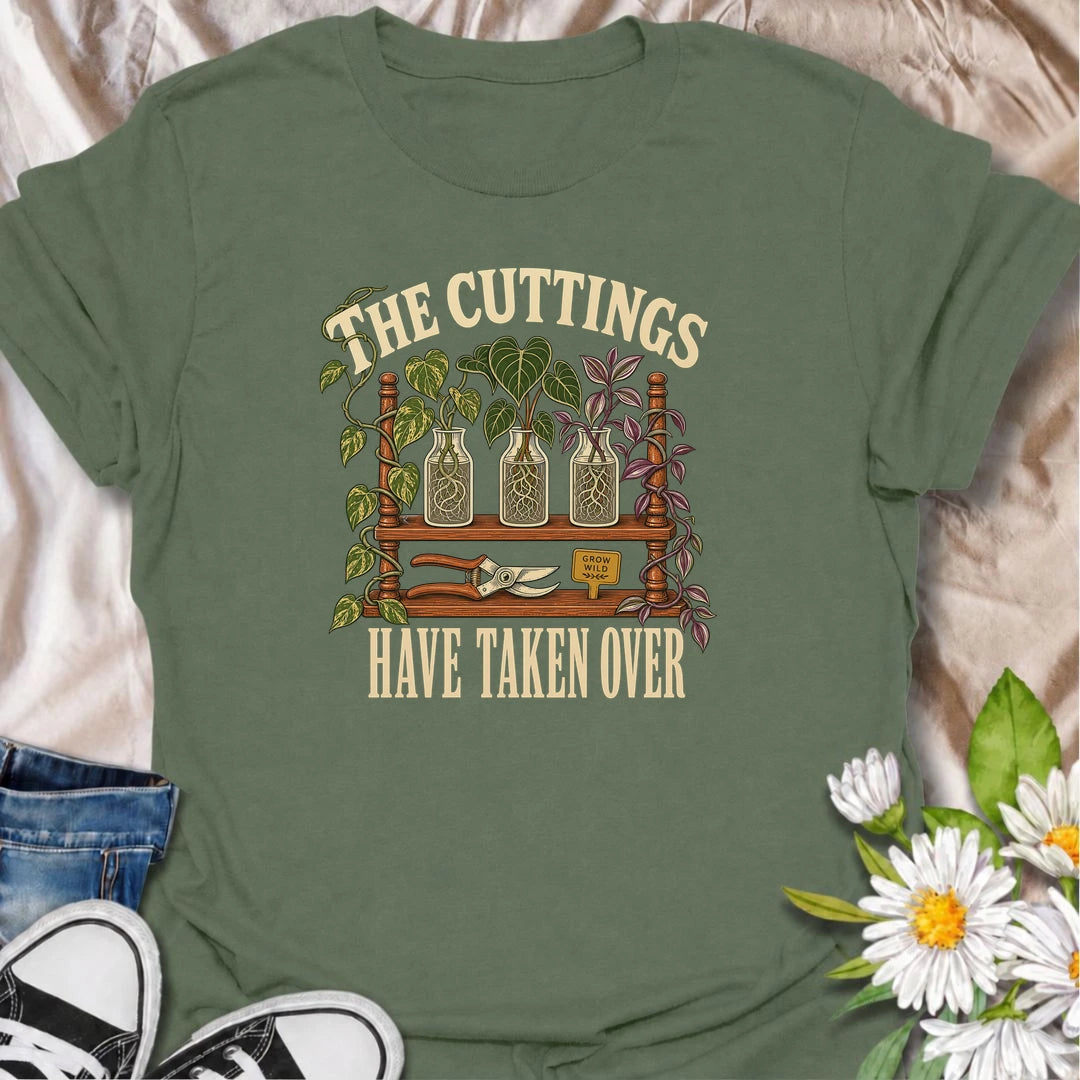 Funny propagation T-shirt for houseplant lovers whose cuttings have gradually taken over every jar, shelf and spare corner. Featuring rooted cuttings in glass jars with a vintage botanical look, this design is made for plant propagators, collectors and indoor gardening enthusiasts.
