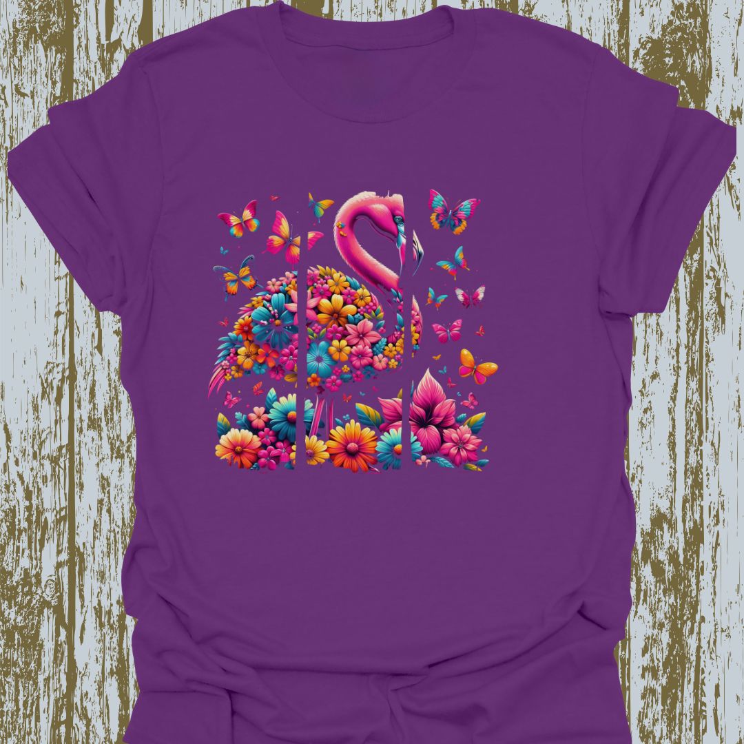 Flamingo and Butterfly T-Shirt