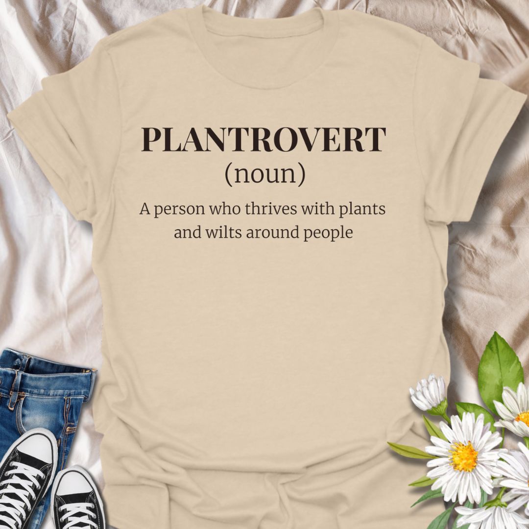 Celebrate your love for plants and introverted peace with this witty “Plantrovert” definition t-shirt. Ideal for plant parents, indoor gardeners, and quiet souls who bloom in solitude. A perfect gift for plant lovers with a sense of humor and a preference for green over gossip.