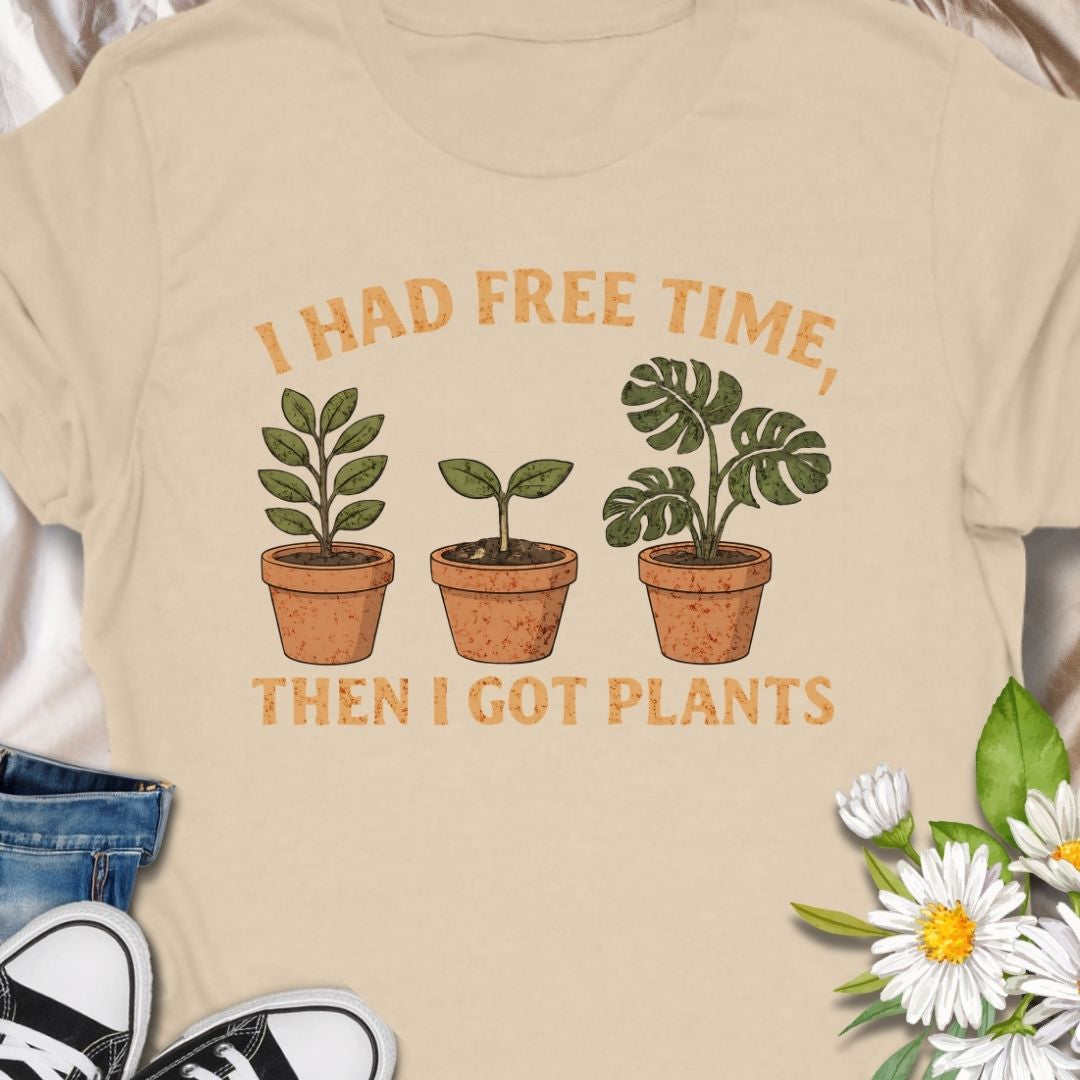 This funny “I Had Free Time, Then I Got Plants” t-shirt is perfect for busy plant parents who happily traded free time for watering schedules and repotting days. A cute houseplant graphic makes it a great gift for gardeners, indoor plant lovers and crazy plant people who can’t stop expanding their jungle.
