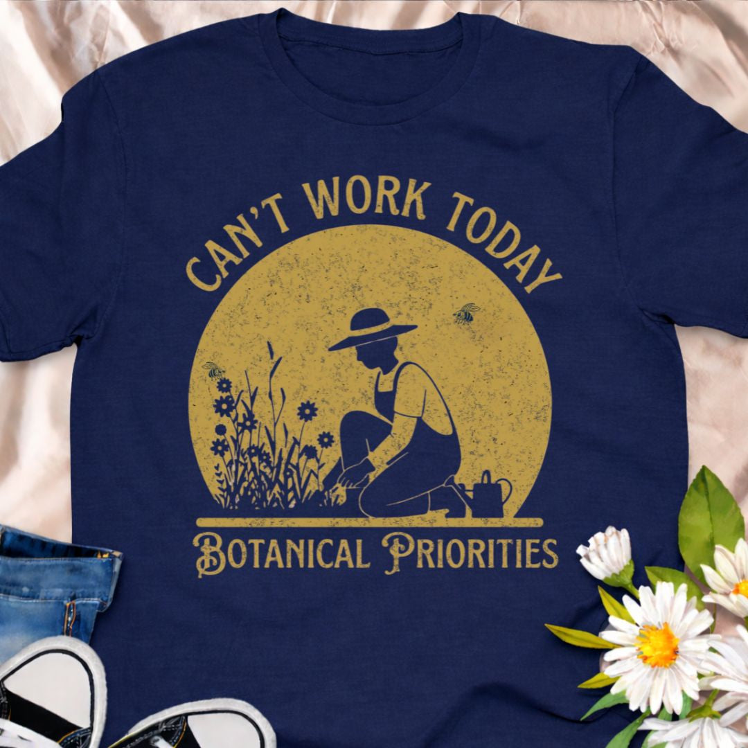 Can’t work today… botanical priorities. This vintage-style gardener shirt features a charming garden silhouette design perfect for plant lovers and hobby gardeners. A soft unisex tee that makes a fun gift for gardeners, flower lovers, and anyone who would rather be outside in the garden.