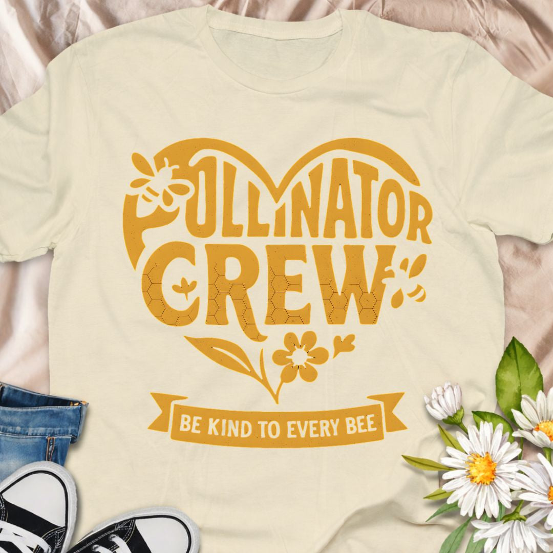 Show your love for bees and pollinators with this “Pollinator Crew” t-shirt. Perfect for gardeners, bee lovers, and anyone passionate about protecting pollinators and planting bee-friendly gardens. A fun botanical shirt for nature lovers and pollinator supporters.