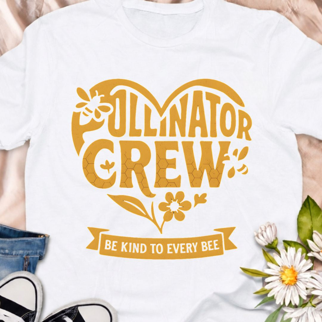 Show your love for bees and pollinators with this “Pollinator Crew” t-shirt. Perfect for gardeners, bee lovers, and anyone passionate about protecting pollinators and planting bee-friendly gardens. A fun botanical shirt for nature lovers and pollinator supporters.