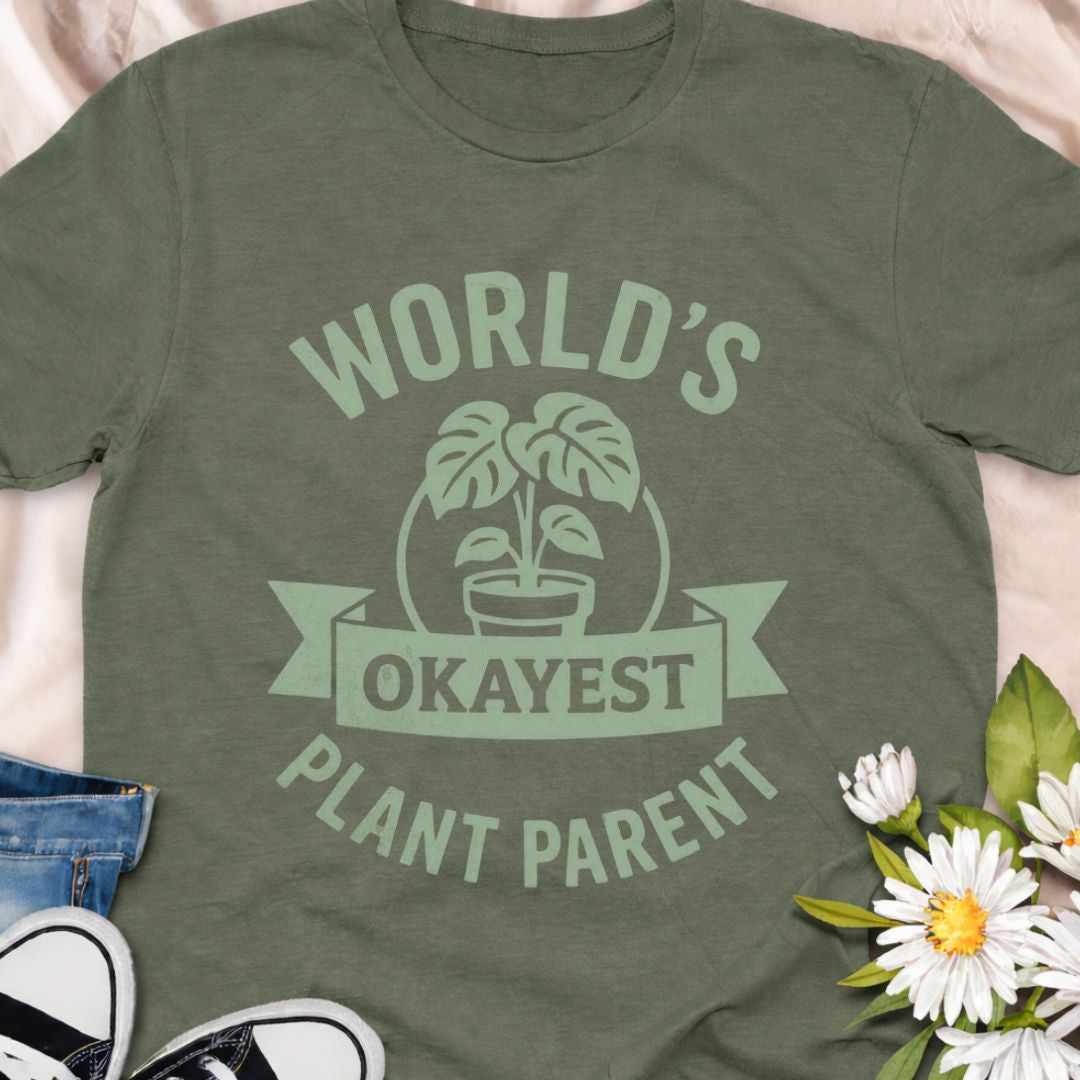 Not perfect, but trying your best. This “World’s Okayest Plant Parent” t-shirt is perfect for plant lovers, houseplant owners, and gardeners who know plant care can be a learning process. A funny botanical tee for plant moms, plant dads, and houseplant enthusiasts.