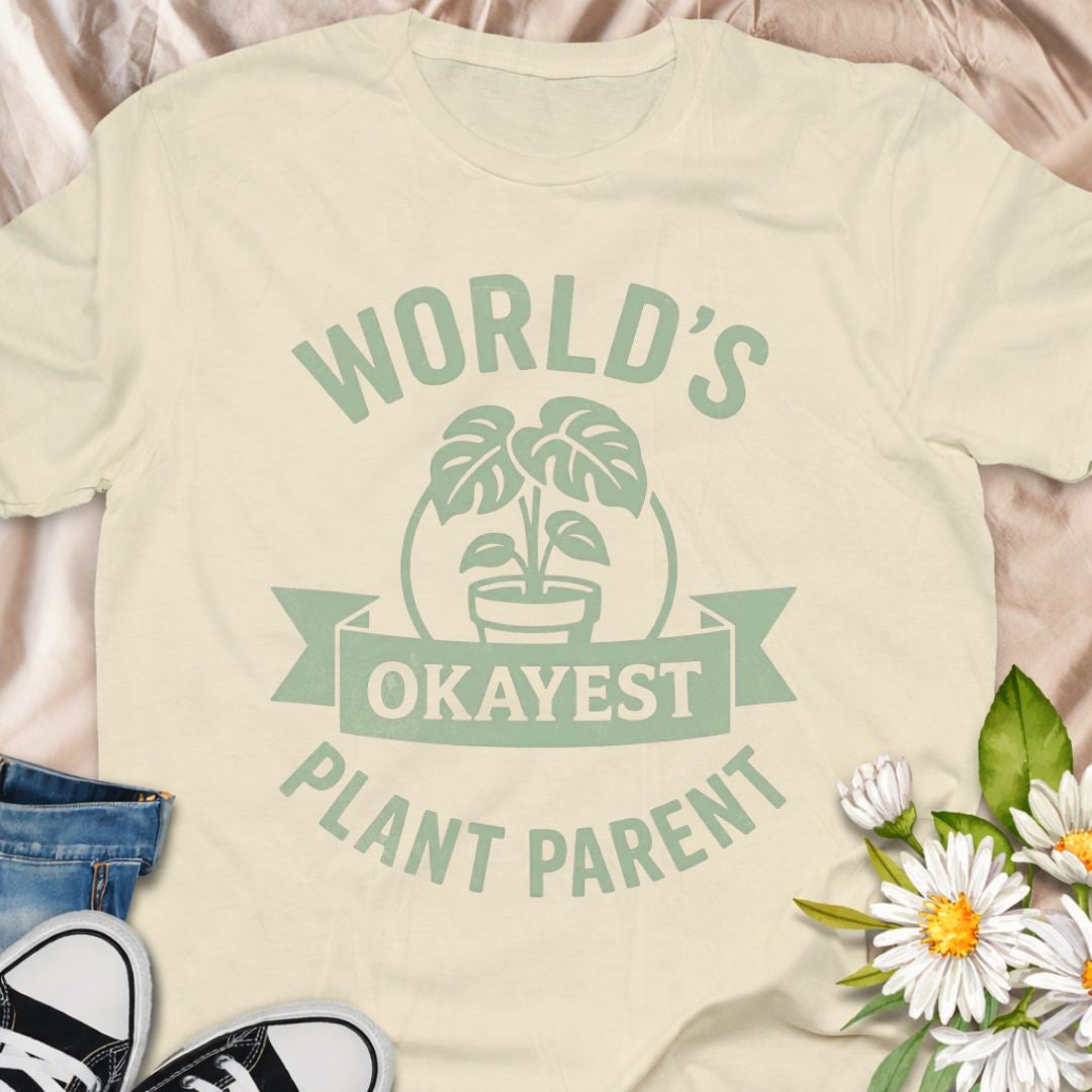 Not perfect, but trying your best. This “World’s Okayest Plant Parent” t-shirt is perfect for plant lovers, houseplant owners, and gardeners who know plant care can be a learning process. A funny botanical tee for plant moms, plant dads, and houseplant enthusiasts.