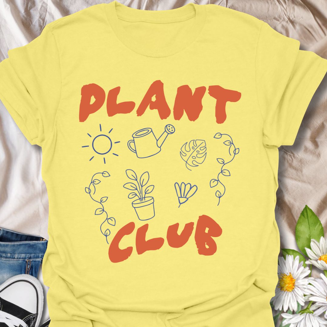 This Plant Club t-shirt is made for plant lovers, houseplant collectors, and gardeners who are proudly part of the leafy life. Featuring playful hand-drawn plant icons, vines, a watering can, sun, monstera leaf, and bold modern lettering, this design has a fun casual look for everyday plant-parent style. Perfect for plant moms, plant dads, indoor gardeners, propagation fans, garden lovers, and anyone who thinks plant club is the best club.