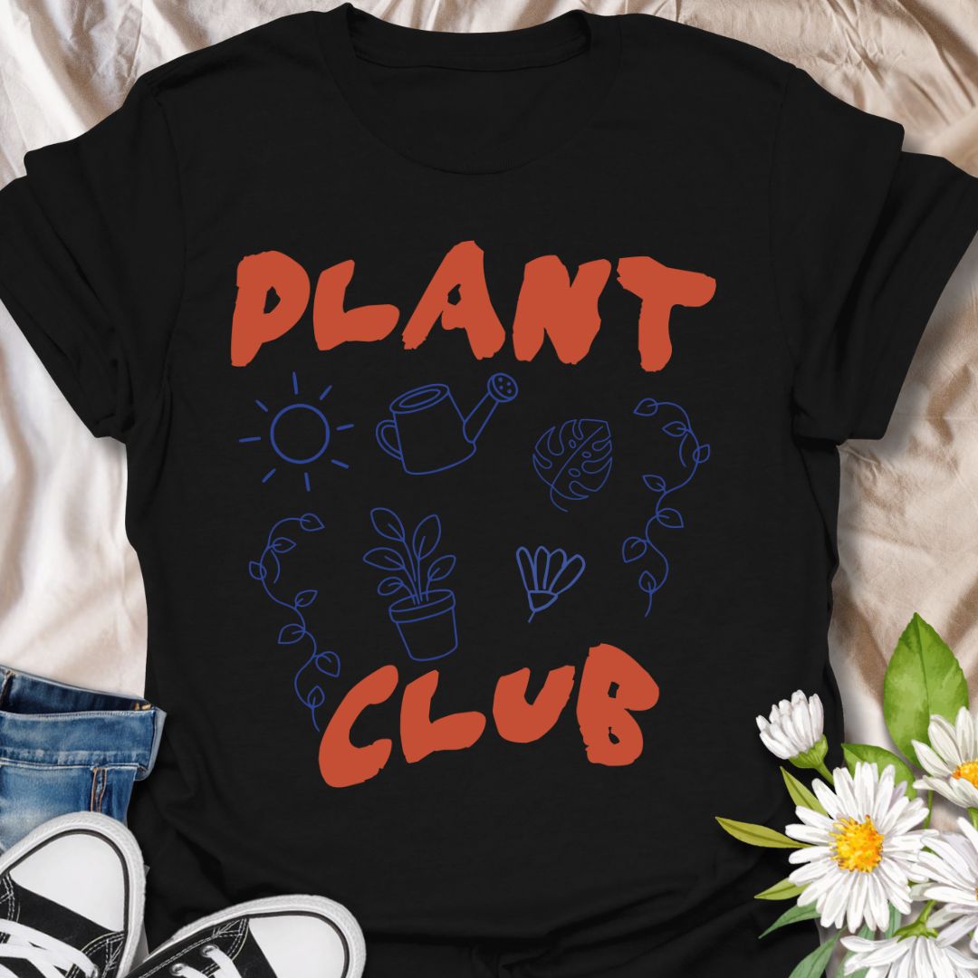 This Plant Club t-shirt is made for plant lovers, houseplant collectors, and gardeners who are proudly part of the leafy life. Featuring playful hand-drawn plant icons, vines, a watering can, sun, monstera leaf, and bold modern lettering, this design has a fun casual look for everyday plant-parent style. Perfect for plant moms, plant dads, indoor gardeners, propagation fans, garden lovers, and anyone who thinks plant club is the best club.