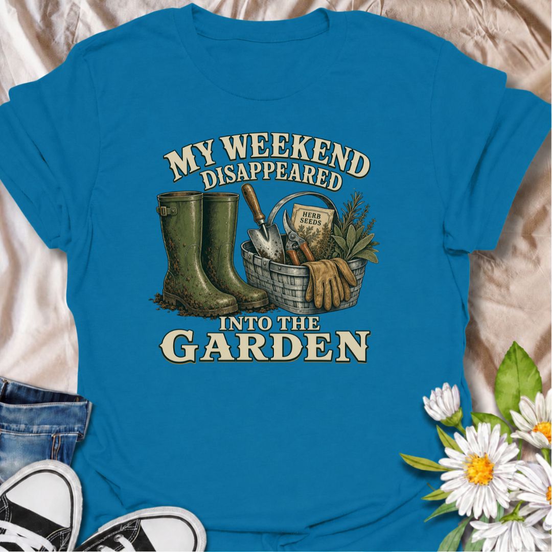 weekend in the garden t-shirt, funny gardening shirt, gardener gift, garden humor tee, gardening t-shirt, cottage garden shirt, backyard gardener shirt, green thumb gift, garden lover t-shirt, muddy wellies shirt, gardening gloves t-shirt, garden tools shirt, herb garden t-shirt, flower gardener gift, vegetable gardener shirt, vintage gardening shirt, funny gardener gift, gardening gift for women, garden lifestyle tee, home gardener gift, pottering in the garden, garden weekend shirt, botanical graphic tee,