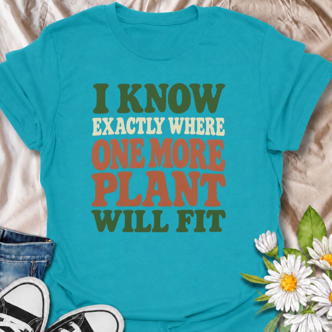 A funny plant T-shirt for anyone who can always find space for just one more houseplant. The phrase “I Know Exactly Where One More Plant Will Fit” captures the mindset of plant collectors, indoor gardeners, and nursery regulars perfectly. Its bold retro typography gives the design a clean, wearable look while keeping the joke easy to read. It makes a great gift for plant parents, houseplant lovers, and anyone whose indoor jungle keeps expanding. Ideal for nursery trips, plant swaps, garden centers, or every