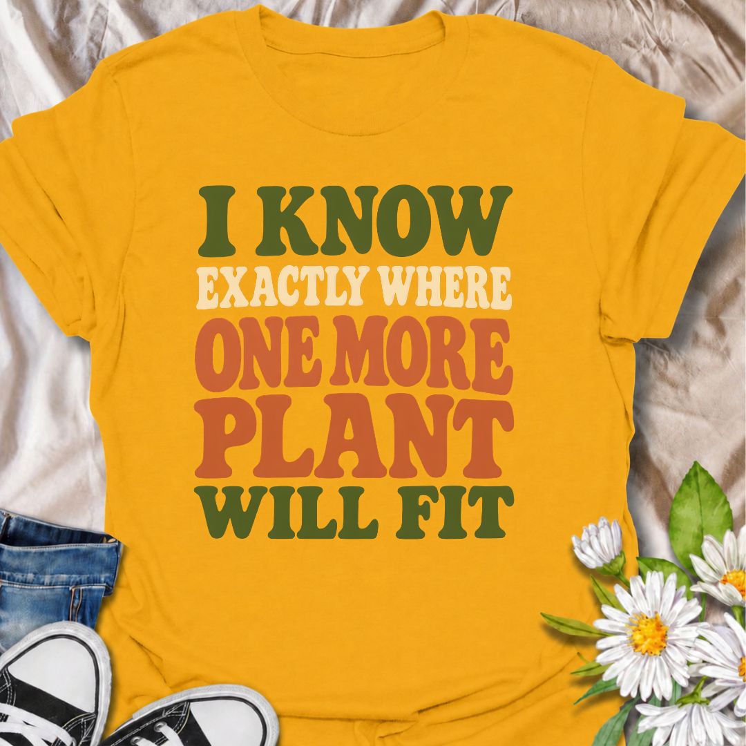 A funny plant T-shirt for anyone who can always find space for one more houseplant, no matter how full the room already looks. The phrase “I Know Exactly Where One More Plant Will Fit” perfectly captures the mindset of plant collectors, indoor gardeners, and nursery regulars. Its bold retro typography keeps the design clean, readable, and easy to wear. It makes a great gift for plant parents, houseplant lovers, and anyone whose indoor jungle keeps expanding. Ideal for nursery trips, plant swaps, garden cent