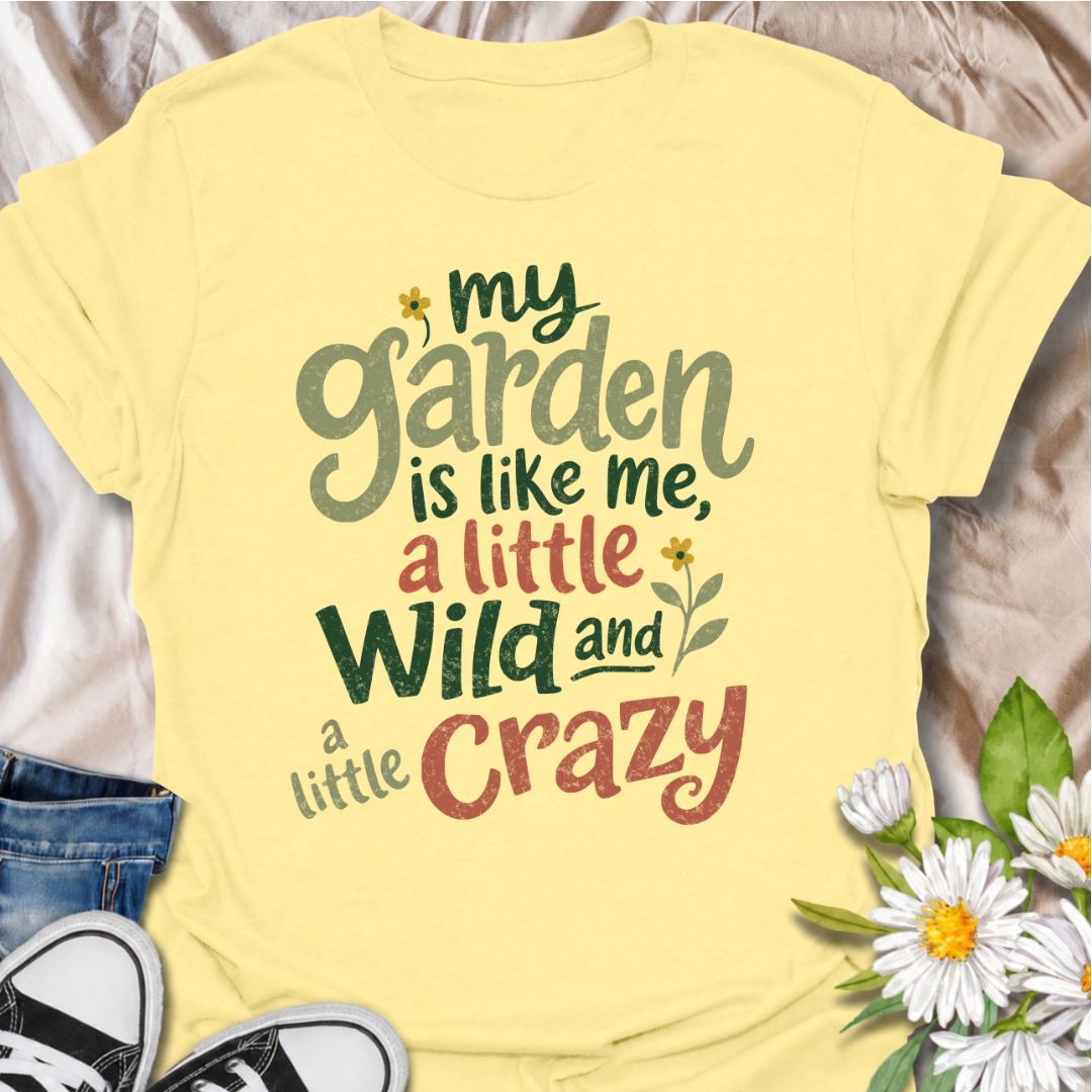 A funny gardening T-shirt for anyone who sees a little of themselves in the garden they’ve created. The phrase “My Garden Is Like Me, a Little Wild and a Little Crazy” brings personality-led garden humor to a bold, playful typography design. It is perfect for flower gardeners, cottage garden lovers, backyard growers, and anyone who prefers their garden a little less tidy and a lot more expressive. The relaxed hand-lettered style makes it feel cheerful, casual, and easy to wear. A great gift for gardeners wh