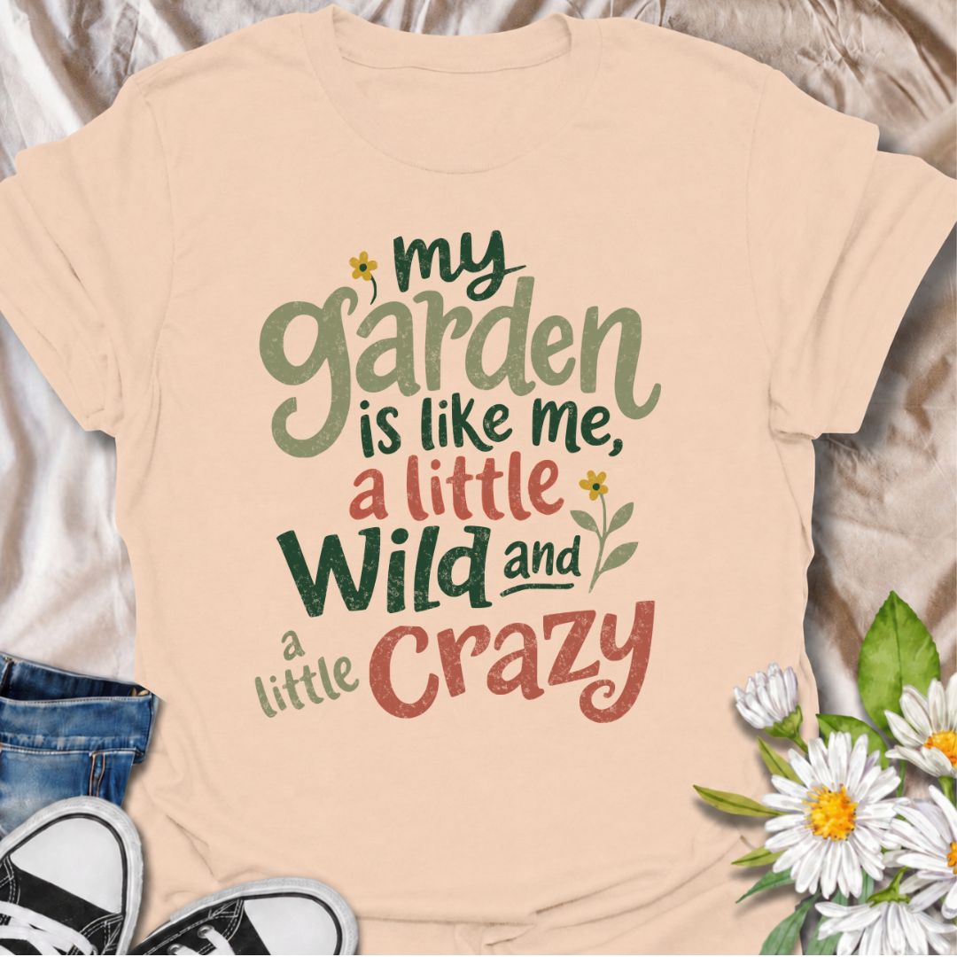 A funny gardening T-shirt for anyone who sees a little of themselves in the garden they’ve created. The phrase “My Garden Is Like Me, a Little Wild and a Little Crazy” brings personality-led garden humor to a bold, playful typography design. It is perfect for flower gardeners, cottage garden lovers, backyard growers, and anyone who prefers their garden a little less tidy and a lot more expressive. The relaxed hand-lettered style makes it feel cheerful, casual, and easy to wear. A great gift for gardeners wh