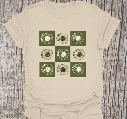 Dandelion and Butterfly Grid Design T-shirt
