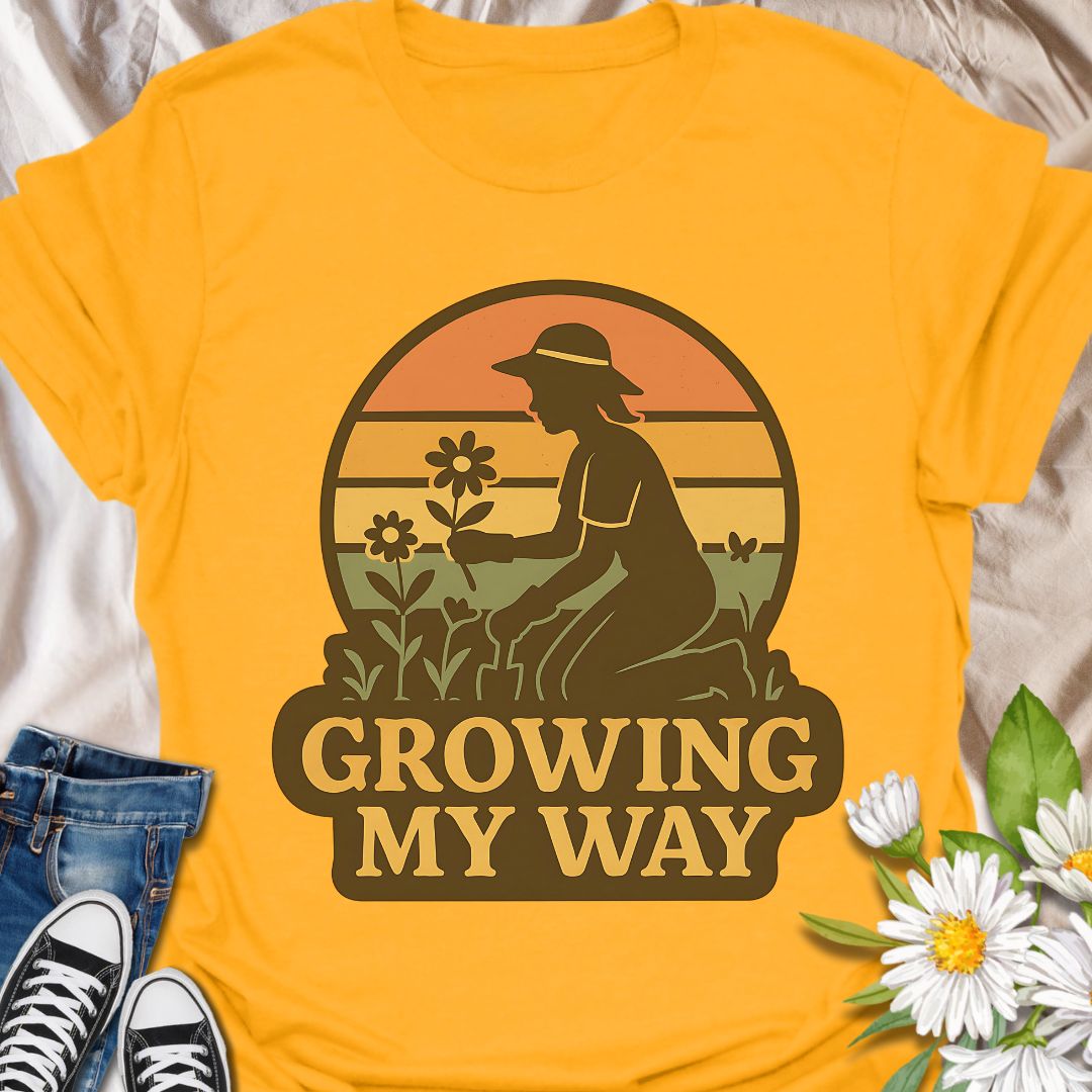 Celebrate your love for gardening and independence with this empowering "Growing My Way" t-shirt. Featuring a vintage-style silhouette and floral design, it’s perfect for plant lovers who grow at their own pace. A thoughtful gift for gardeners, homesteaders, and green-thumbed souls.