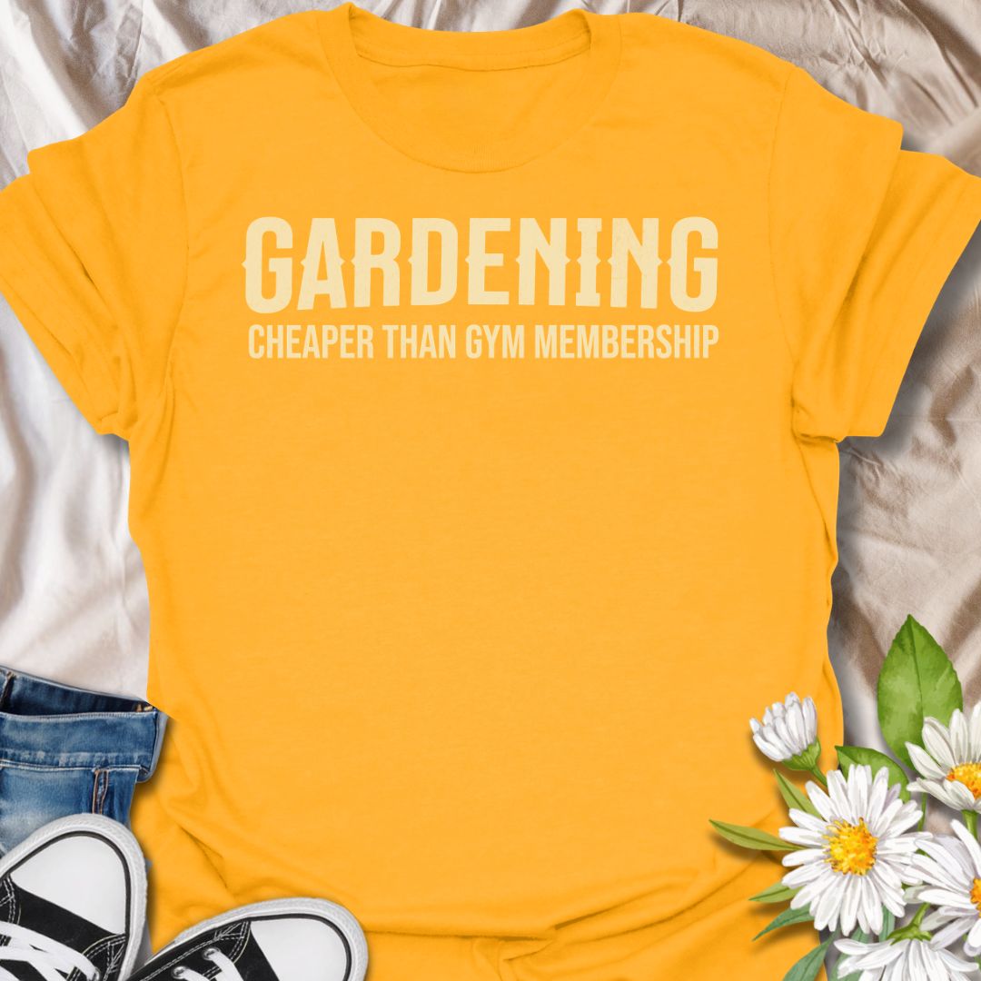 This Gardening Cheaper Than Gym Membership t-shirt is made for gardeners who know digging, planting, weeding, and hauling soil absolutely counts as a workout. Featuring bold cream typography on a clean text-only layout, this design has a funny, easy-to-wear garden-humor feel. Perfect for gardeners, plant lovers, backyard growers, vegetable gardeners, flower fans, and anyone who gets their exercise in the garden.