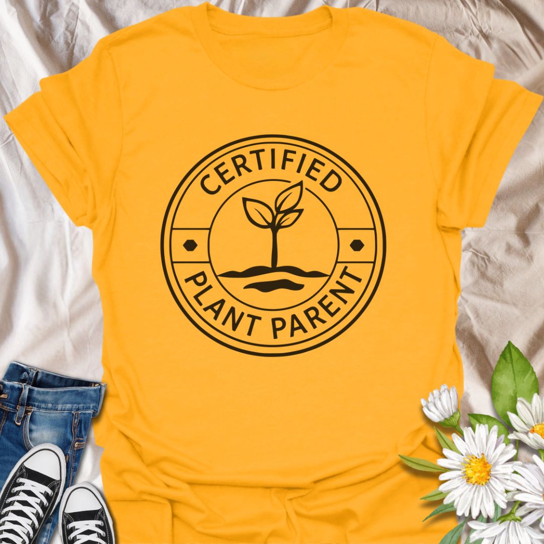 Show off your plant-loving pride with this “Certified Plant Parent” t-shirt, featuring a clean, minimalist badge-style design. Perfect for gardeners, houseplant enthusiasts, or green thumb gurus, this comfy tee makes a thoughtful gift for any plant lover who treats their foliage like family.
