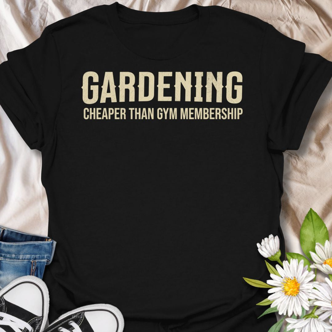 This Gardening Cheaper Than Gym Membership t-shirt is made for gardeners who know digging, planting, weeding, and hauling soil absolutely counts as a workout. Featuring bold cream typography on a clean text-only layout, this design has a funny, easy-to-wear garden-humor feel. Perfect for gardeners, plant lovers, backyard growers, vegetable gardeners, flower fans, and anyone who gets their exercise in the garden.