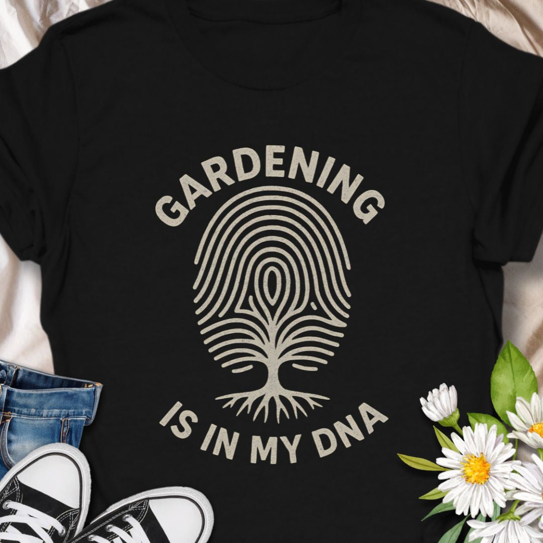 Celebrate your green thumb with this “Gardening Is in My DNA” t-shirt, featuring a unique fingerprint tree design. Perfect for plant lovers, garden enthusiasts, and horticulture fans who feel a deep-rooted connection to the soil. A great gift for gardeners and nature lovers alike.