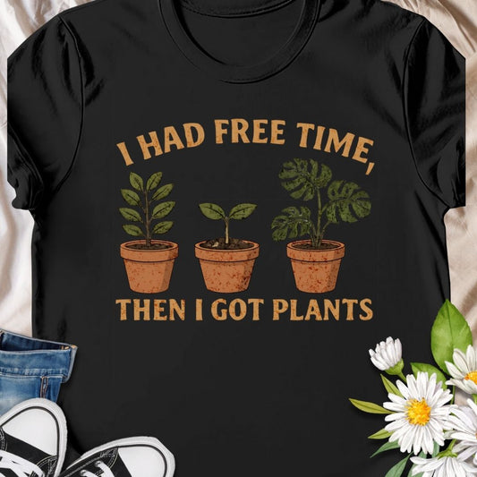 This funny “I Had Free Time, Then I Got Plants” t-shirt is perfect for busy plant parents who happily traded free time for watering schedules and repotting days. A cute houseplant graphic makes it a great gift for gardeners, indoor plant lovers and crazy plant people who can’t stop expanding their jungle.