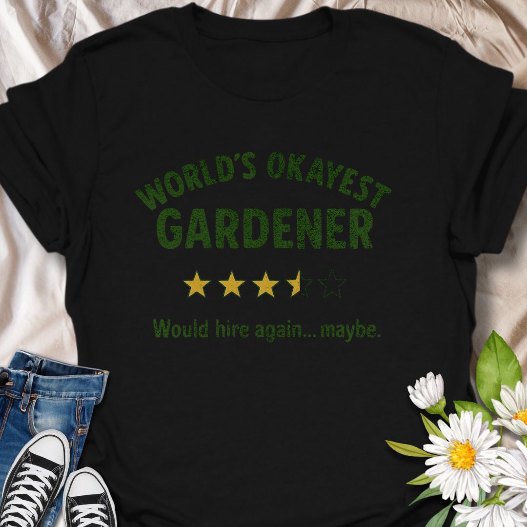 Embrace your green thumb with a healthy dose of humor! This “World’s Okayest Gardener” t-shirt is the perfect gift for gardeners who don’t take themselves too seriously. A fun and witty shirt for plant lovers, backyard growers, and hobby gardeners.