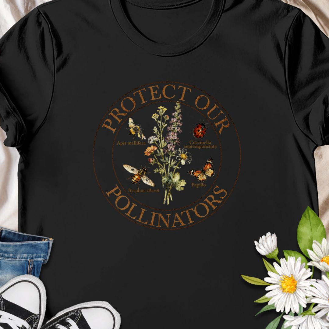 Celebrate the vital role of bees, butterflies, and other pollinators with this beautifully illustrated “Protect Our Pollinators” t-shirt. A meaningful gift for gardeners, nature lovers, and environmental advocates who want to raise awareness in style.