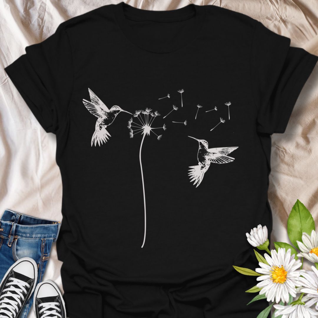 Capture the beauty of nature with this elegant design featuring hummingbirds and dandelion seeds drifting on the breeze. A perfect gift for bird lovers, gardeners, and anyone who loves peaceful, nature-inspired art.