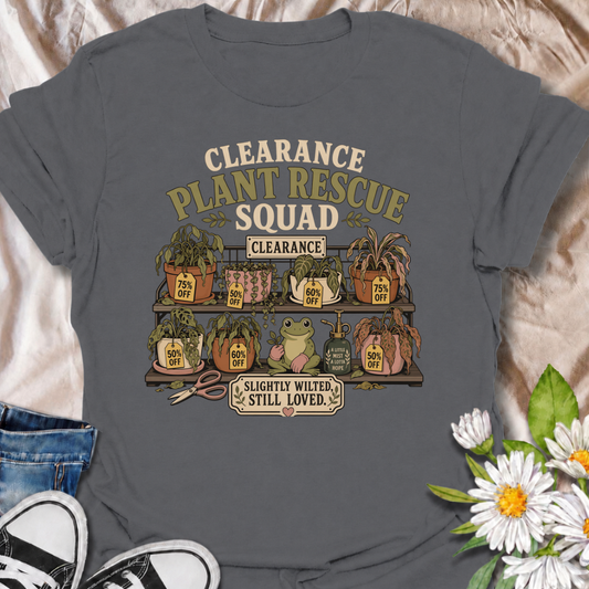 Give every wilted plant another chance with this “Clearance Plant Rescue Squad” T-shirt. Featuring discounted plants, sale tags, a hopeful frog, and the phrase “Slightly Wilted, Still Loved,” it celebrates every determined plant rescuer. A funny and heartfelt gift for gardeners who cannot leave a struggling plant behind.