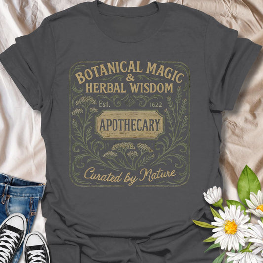 Channel old-world herbal charm with this “Botanical Magic & Herbal Wisdom” apothecary t-shirt. Designed in a vintage botanical label style, this nature-inspired tee features mystical floral elements and earthy typography, perfect for herbalists, plant witches, green witches, and lovers of ancient natural remedies. A must-have for cottagecore fashion, plant magic practitioners, and nature enthusiasts who value the healing power of herbs and tradition.