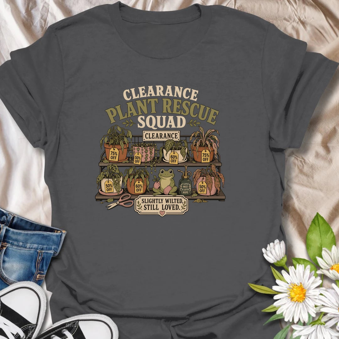 Give every wilted plant another chance with this “Clearance Plant Rescue Squad” T-shirt. Featuring discounted plants, sale tags, a hopeful frog, and the phrase “Slightly Wilted, Still Loved,” it celebrates every determined plant rescuer. A funny and heartfelt gift for gardeners who cannot leave a struggling plant behind.