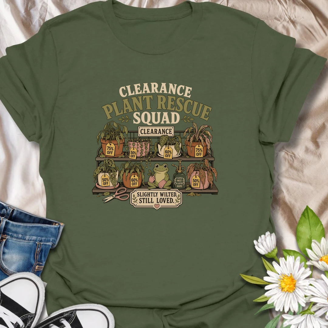 Give every wilted plant another chance with this “Clearance Plant Rescue Squad” T-shirt. Featuring discounted plants, sale tags, a hopeful frog, and the phrase “Slightly Wilted, Still Loved,” it celebrates every determined plant rescuer. A funny and heartfelt gift for gardeners who cannot leave a struggling plant behind.