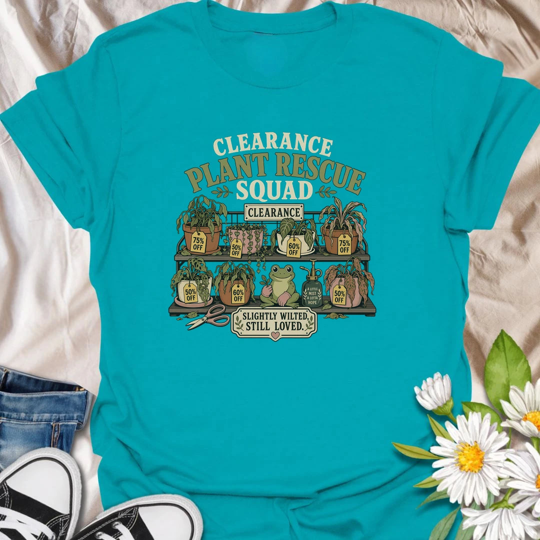 Give every wilted plant another chance with this “Clearance Plant Rescue Squad” T-shirt. Featuring discounted plants, sale tags, a hopeful frog, and the phrase “Slightly Wilted, Still Loved,” it celebrates every determined plant rescuer. A funny and heartfelt gift for gardeners who cannot leave a struggling plant behind.