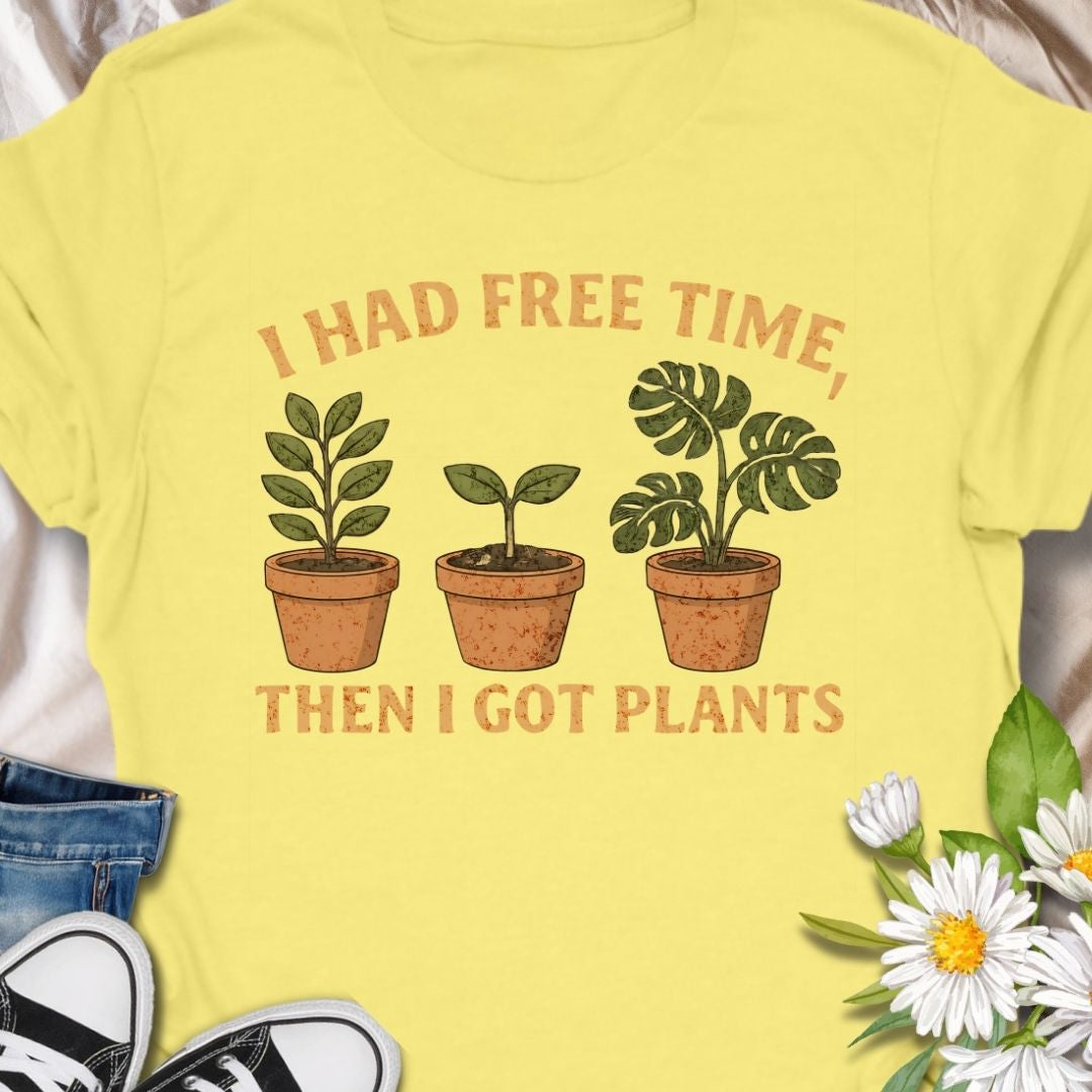 This funny “I Had Free Time, Then I Got Plants” t-shirt is perfect for busy plant parents who happily traded free time for watering schedules and repotting days. A cute houseplant graphic makes it a great gift for gardeners, indoor plant lovers and crazy plant people who can’t stop expanding their jungle.