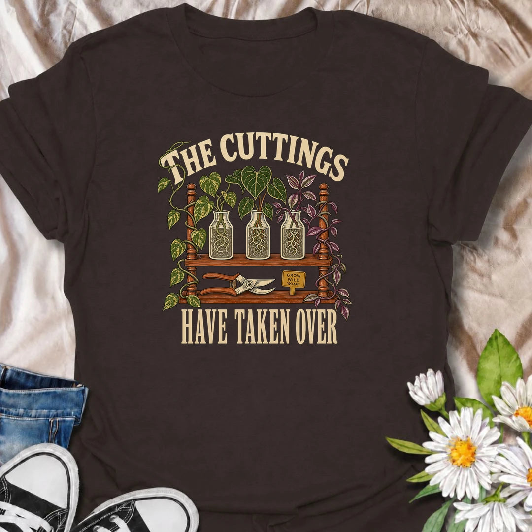 Funny propagation T-shirt for houseplant lovers whose cuttings have gradually taken over every jar, shelf and spare corner. Featuring rooted cuttings in glass jars with a vintage botanical look, this design is made for plant propagators, collectors and indoor gardening enthusiasts.