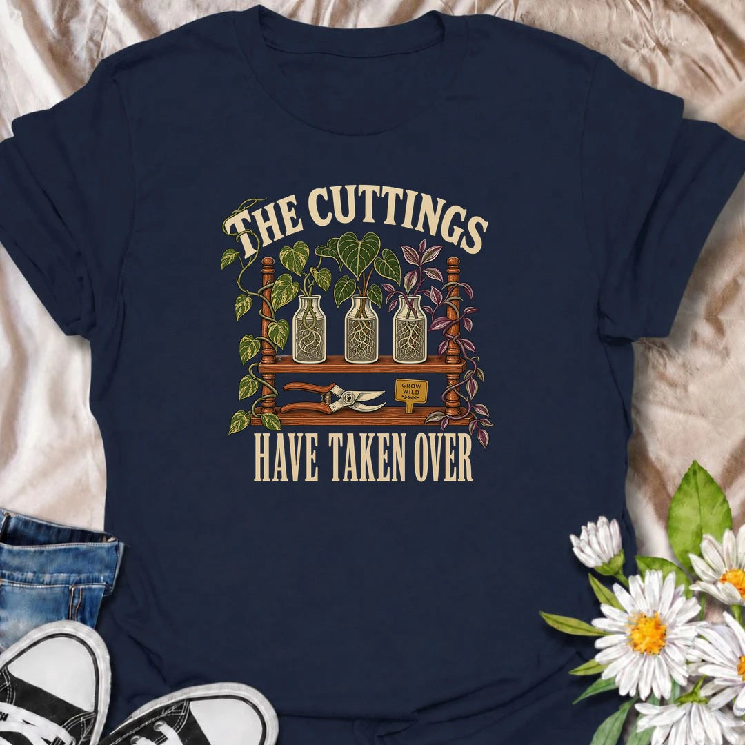 Funny propagation T-shirt for houseplant lovers whose cuttings have gradually taken over every jar, shelf and spare corner. Featuring rooted cuttings in glass jars with a vintage botanical look, this design is made for plant propagators, collectors and indoor gardening enthusiasts.