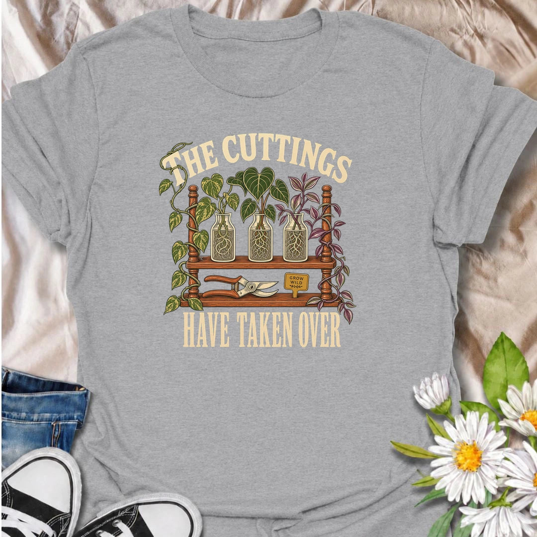 Funny propagation T-shirt for houseplant lovers whose cuttings have gradually taken over every jar, shelf and spare corner. Featuring rooted cuttings in glass jars with a vintage botanical look, this design is made for plant propagators, collectors and indoor gardening enthusiasts.