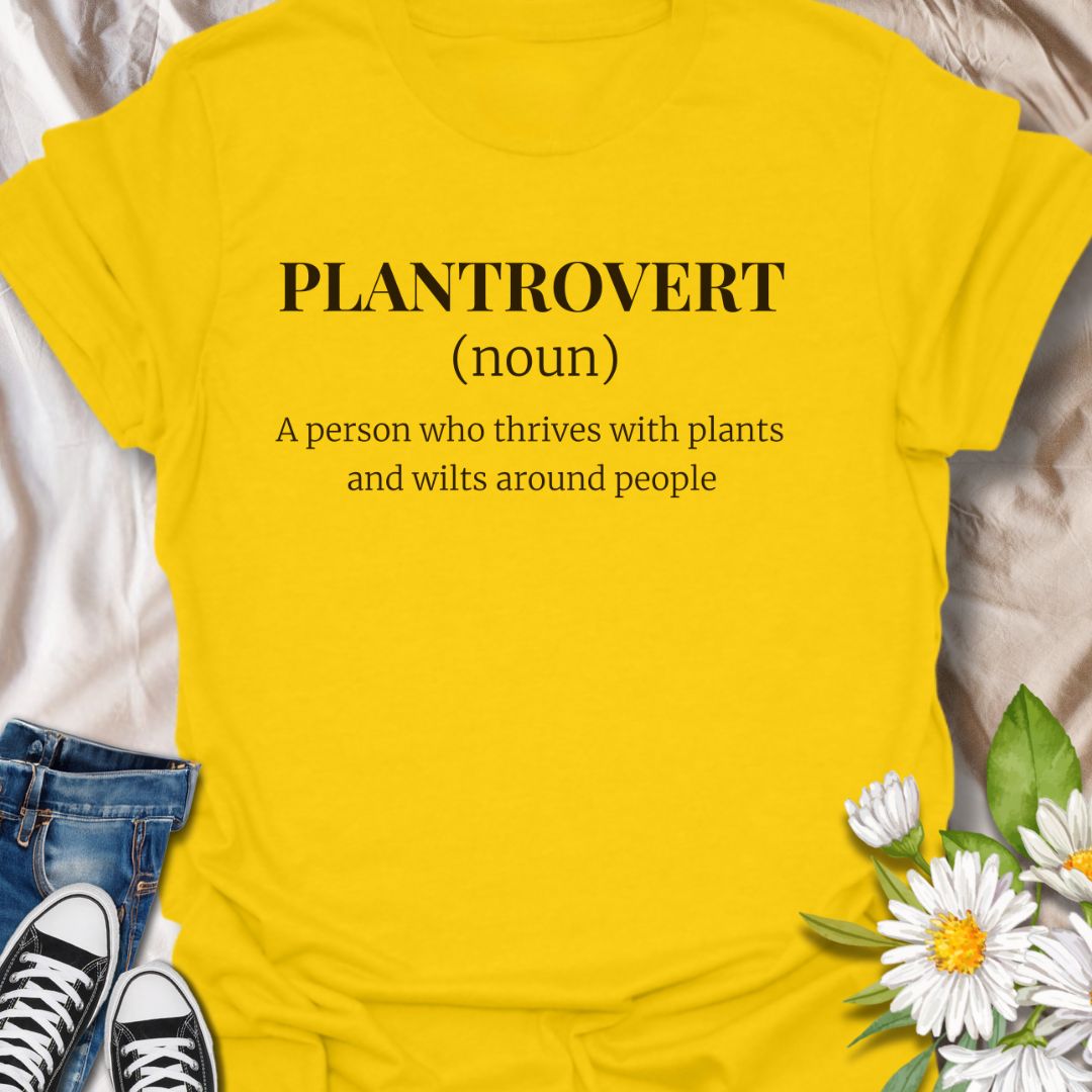 Celebrate your love for plants and introverted peace with this witty “Plantrovert” definition t-shirt. Ideal for plant parents, indoor gardeners, and quiet souls who bloom in solitude. A perfect gift for plant lovers with a sense of humor and a preference for green over gossip.