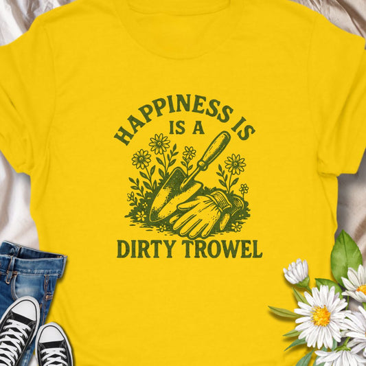 For those who find joy in the soil! This "Happiness Is a Dirty Trowel" shirt is perfect for gardeners who know that a bit of dirt brings a lot of happiness.  ideal tee for gardeners who measure joy in turned soil and sun-warmed leaves with a vintage-style botanical graphic.