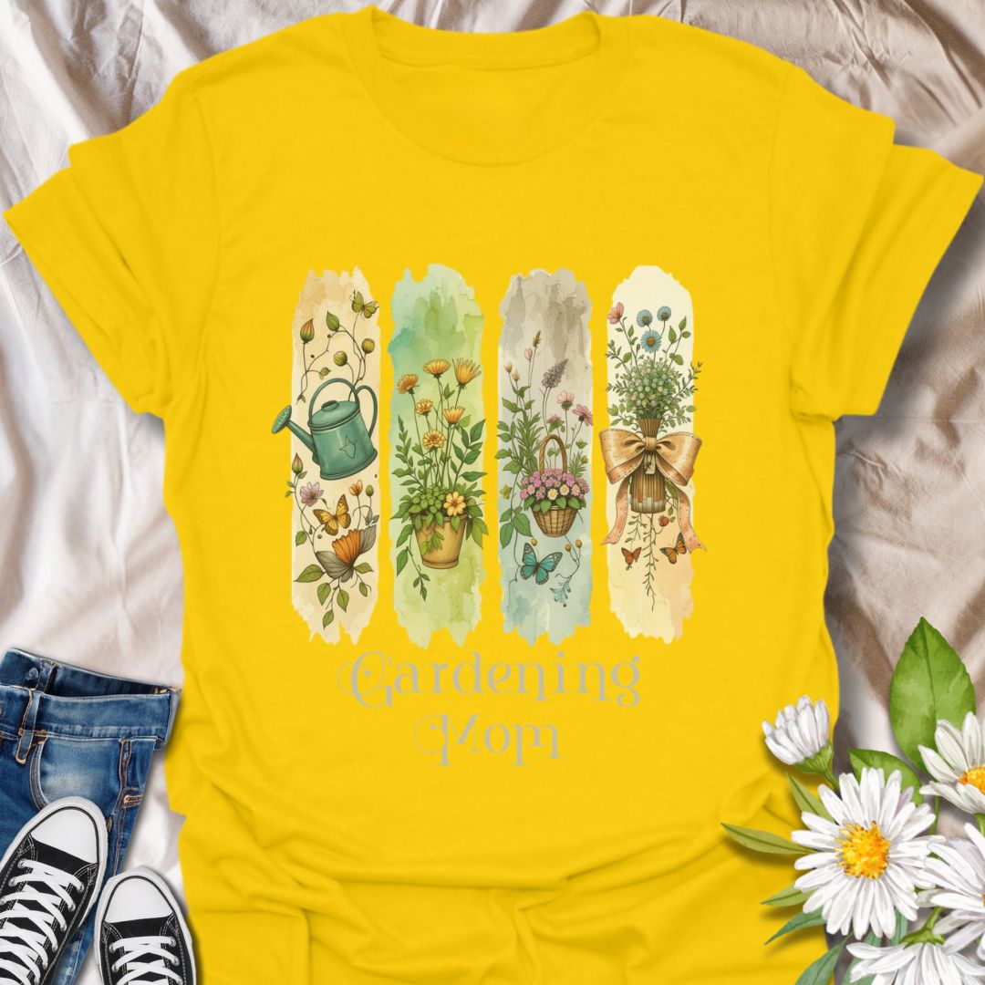 gardening mom shirt, plant mom gift, wildflower t-shirt, floral watercolor design, butterfly and flowers, garden lover tee, cottagecore fashion, mother’s day gift, nature inspired apparel