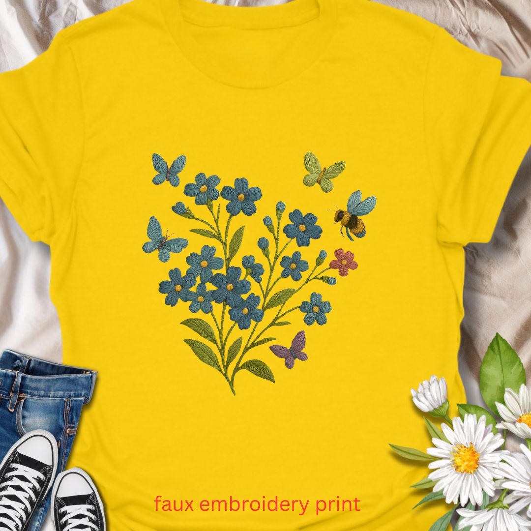 Faux embroidery Forget Me Not T-shirt