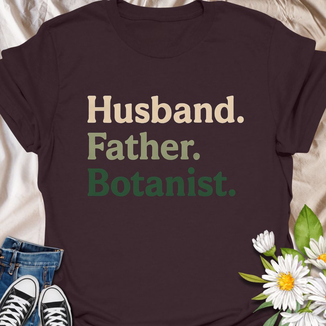 Celebrate every plant-loving man with this bold “Husband. Father. Botanist.” tee. A unique and thoughtful gift for dads who love gardening and botany.