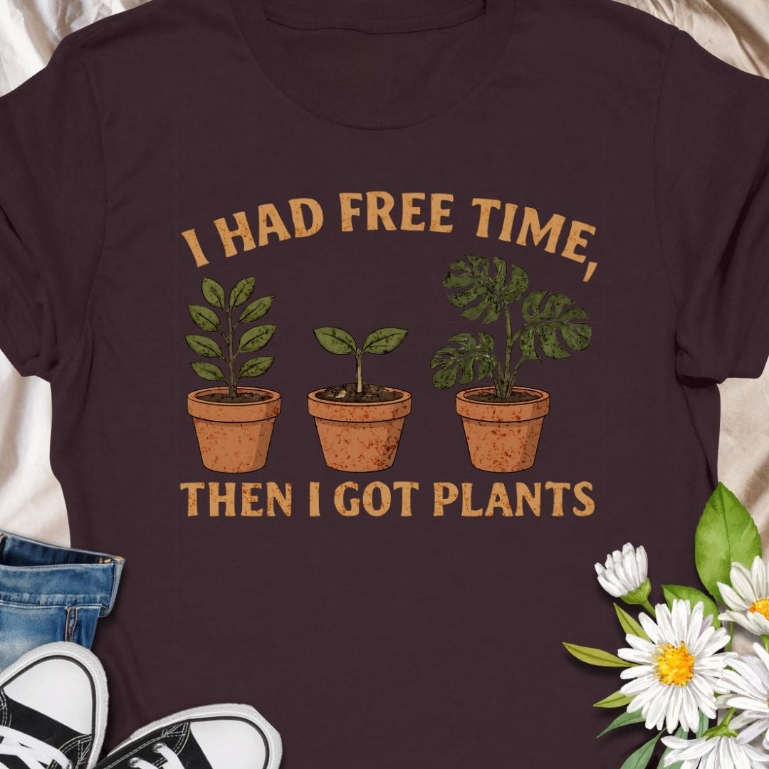 This funny “I Had Free Time, Then I Got Plants” t-shirt is perfect for busy plant parents who happily traded free time for watering schedules and repotting days. A cute houseplant graphic makes it a great gift for gardeners, indoor plant lovers and crazy plant people who can’t stop expanding their jungle.