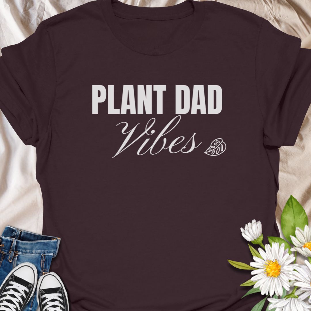 Show off your love for greenery and good vibes with this stylish “Plant Dad Vibes” t-shirt. Perfect for houseplant enthusiasts, indoor jungle dads, or plant-obsessed guys who proudly care for their leafy companions. A great gift for plant dads, garden lovers, and urban growers alike.