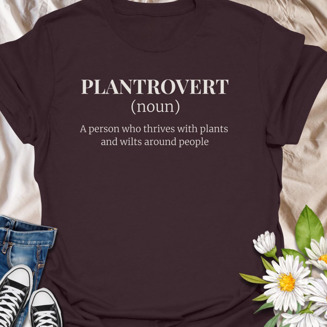 Celebrate your love for plants and introverted peace with this witty “Plantrovert” definition t-shirt. Ideal for plant parents, indoor gardeners, and quiet souls who bloom in solitude. A perfect gift for plant lovers with a sense of humor and a preference for green over gossip.
