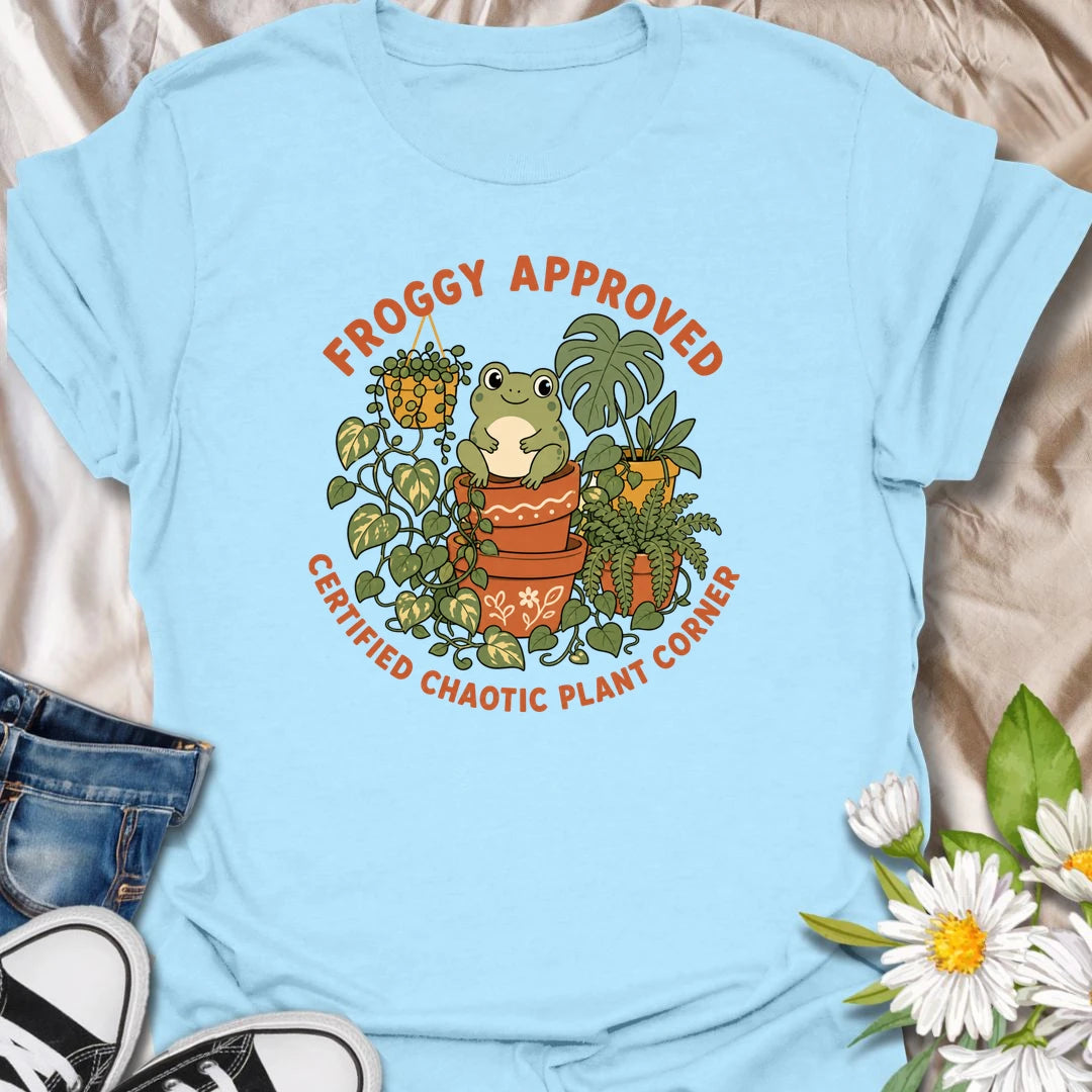 Cute frog and plant t-shirt for anyone with a certified chaotic plant corner.
Features a cheerful frog surrounded by lush houseplants and terracotta pots in a playful, giftable design.
Perfect for frog lovers, plant moms, houseplant collectors, and anyone with a slightly wild indoor jungle.