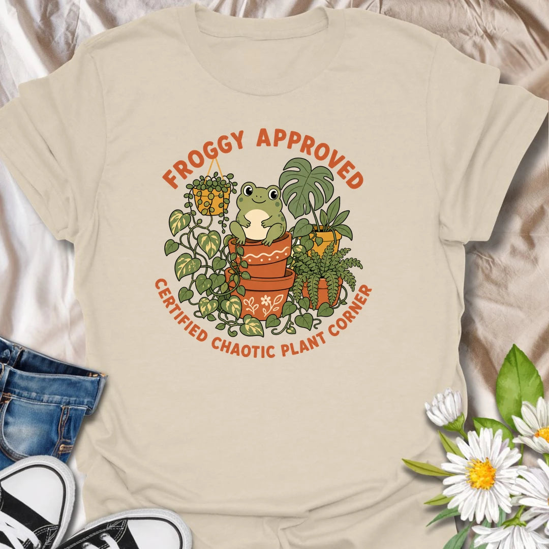 Cute frog and plant t-shirt for anyone with a certified chaotic plant corner.
Features a cheerful frog surrounded by lush houseplants and terracotta pots in a playful, giftable design.
Perfect for frog lovers, plant moms, houseplant collectors, and anyone with a slightly wild indoor jungle.