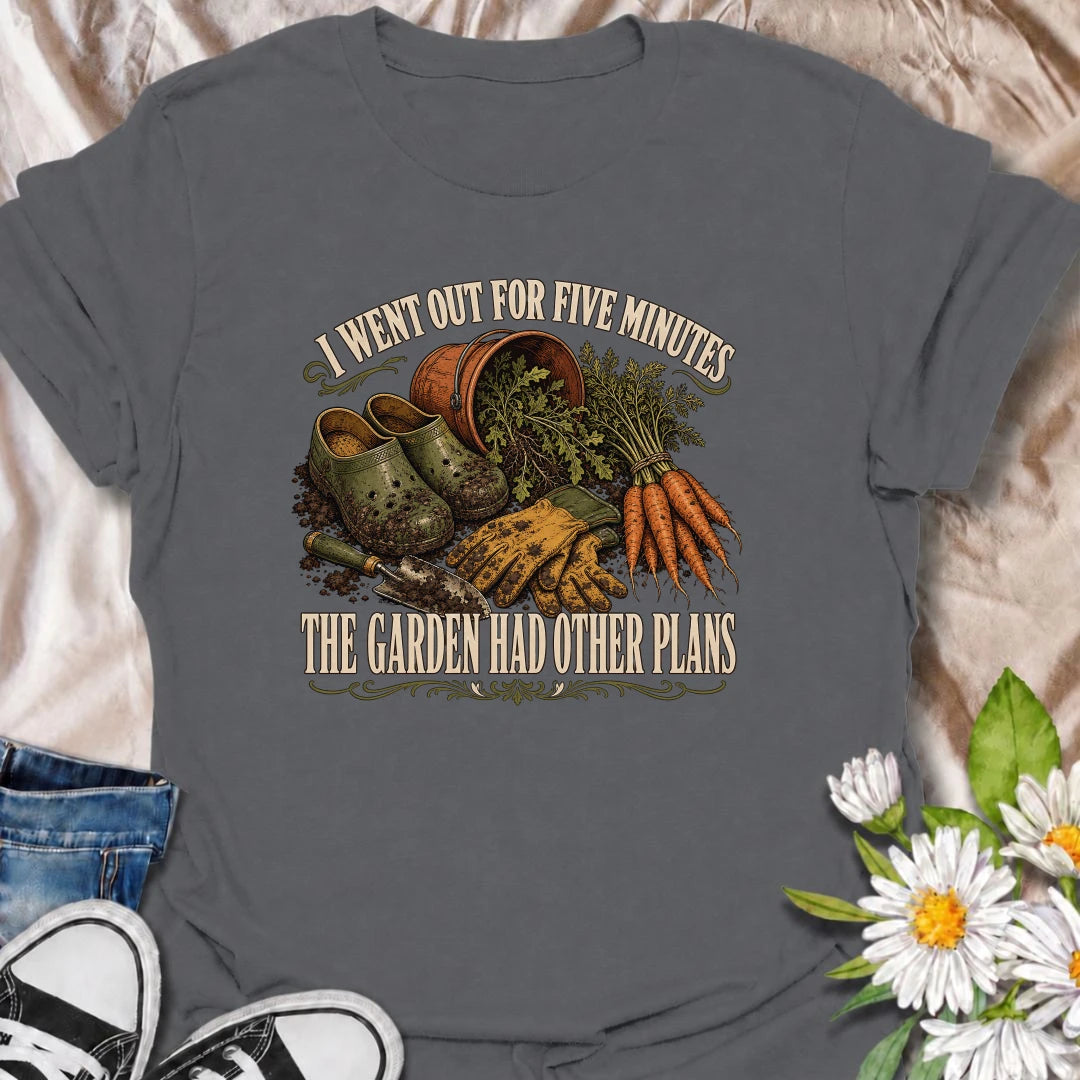 This funny gardening T-shirt celebrates ambitious planting plans that quickly get out of hand. Perfect for vegetable gardeners, raised-bed growers, and overplanters.